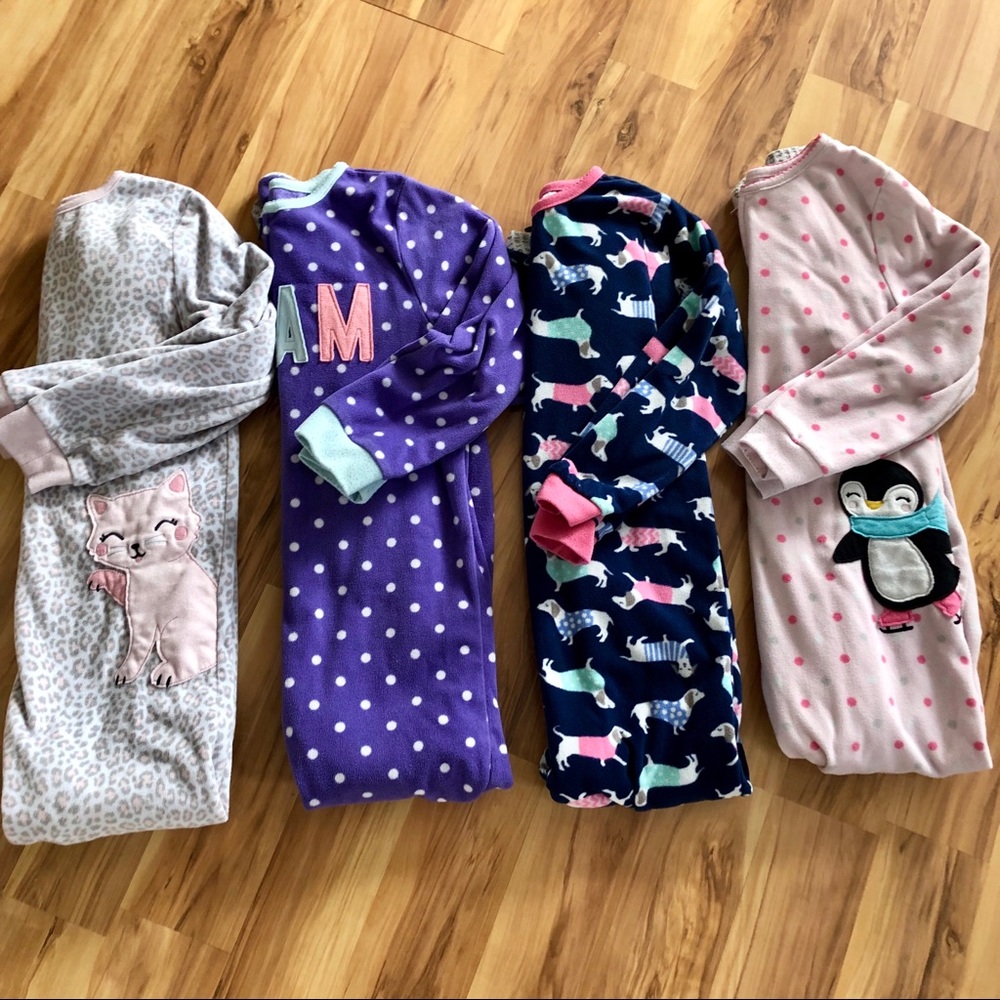 GIRLS ZIP UP PAJAMA LOT: SIZE 7